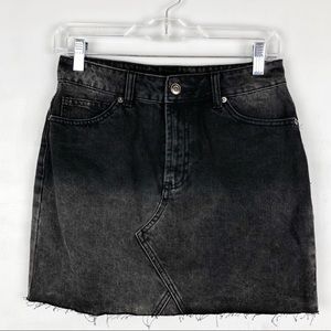 Frayed Black/Grey Denim Skirt (MEDIUM)